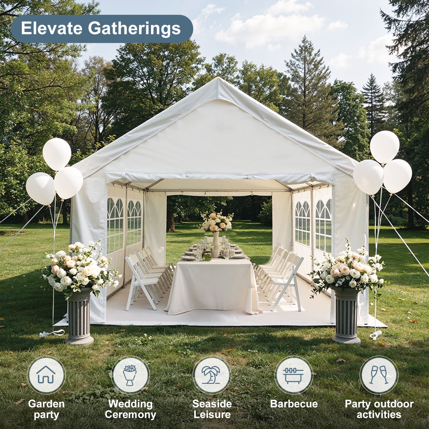 10'x20' Carport Canopy Party Tent with Removable Sidewalls