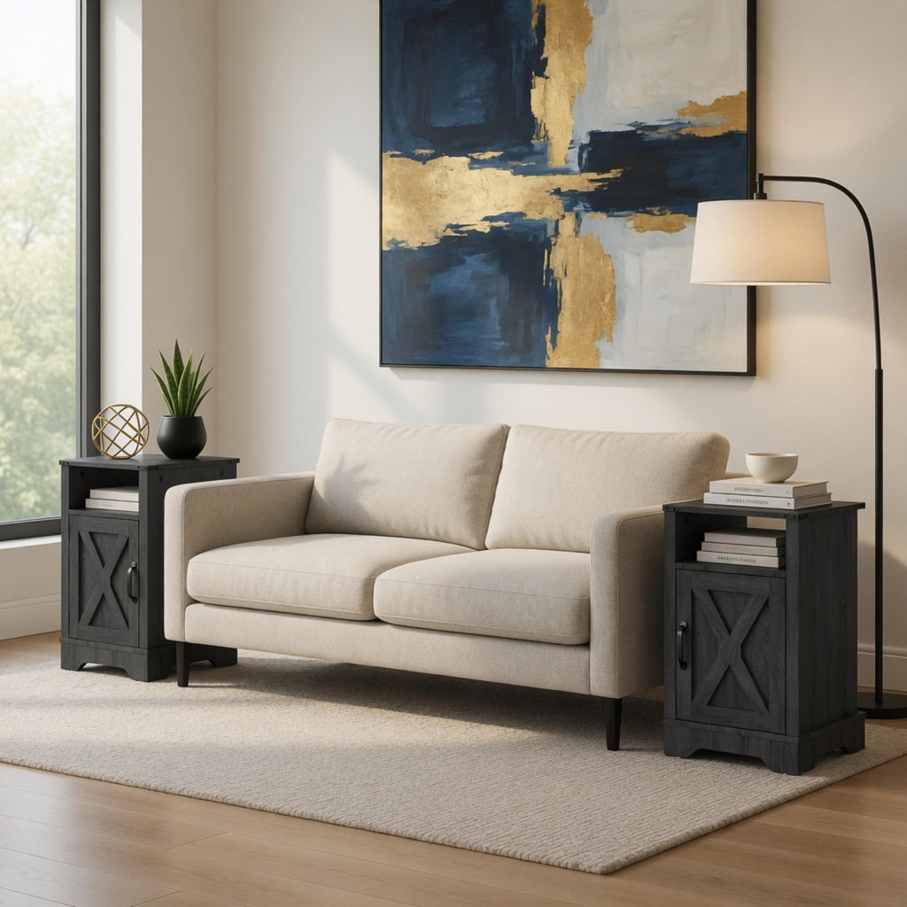 Set of 2, 16" Dark Grey Nightstands