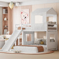 Wooden Twin Over Full Bunk Bed with Playhouse
