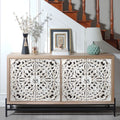 4 Door Wood Cabinet with Metal Base