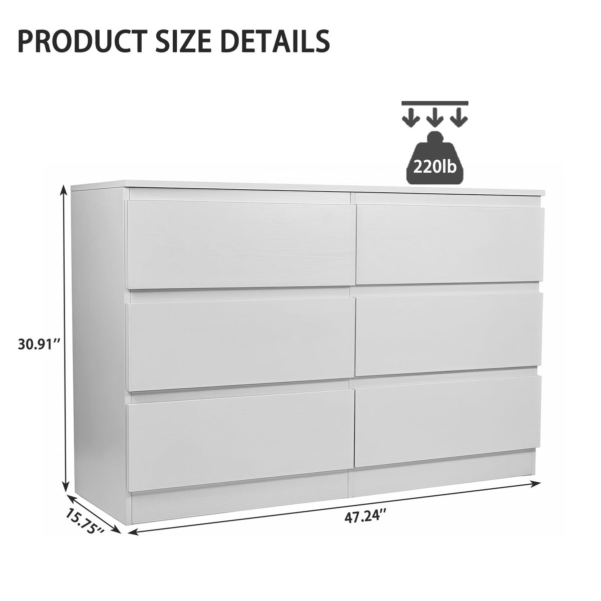 Elegant 6 Drawer Dresser