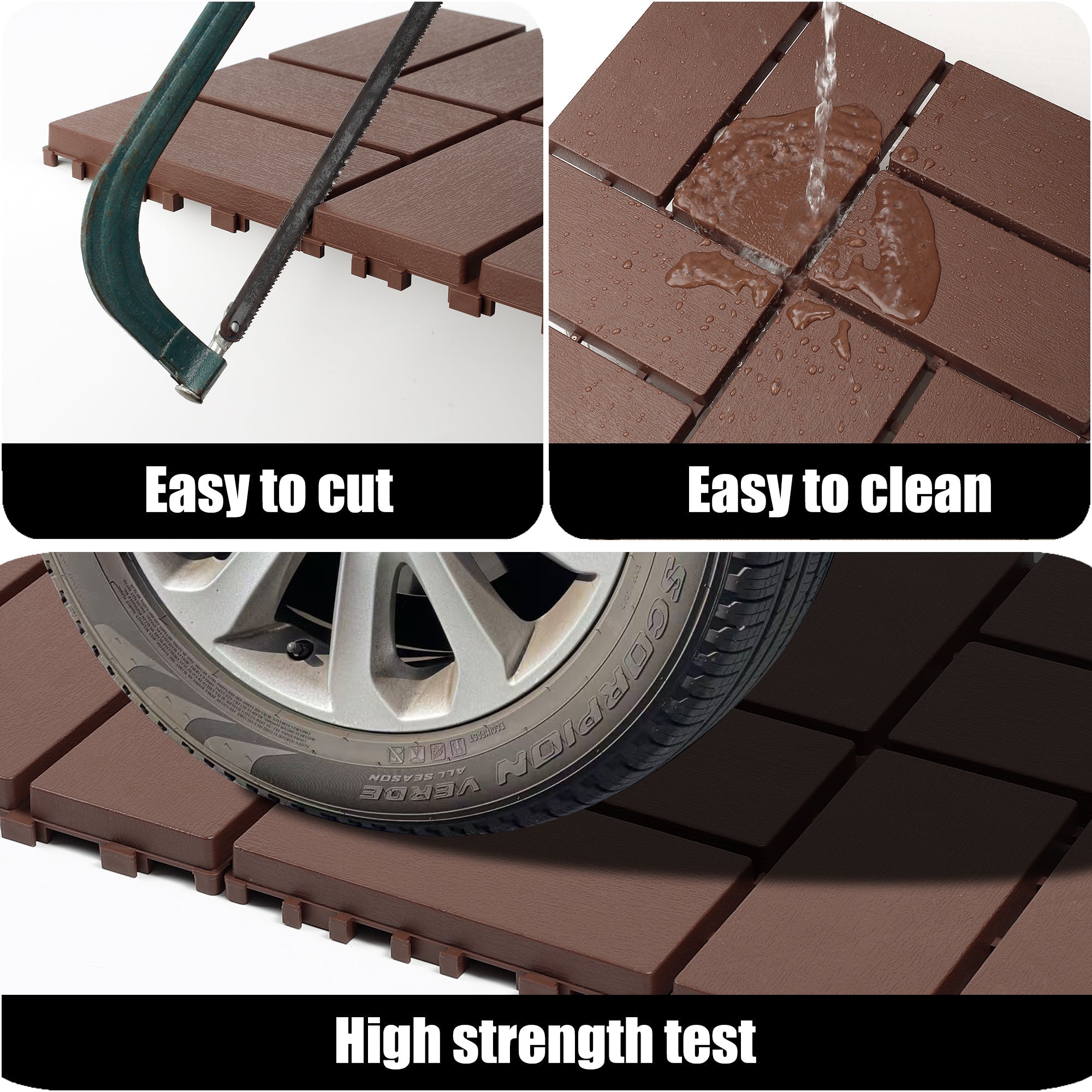 Plastic Interlocking Decking Tiles - 44 Packs
