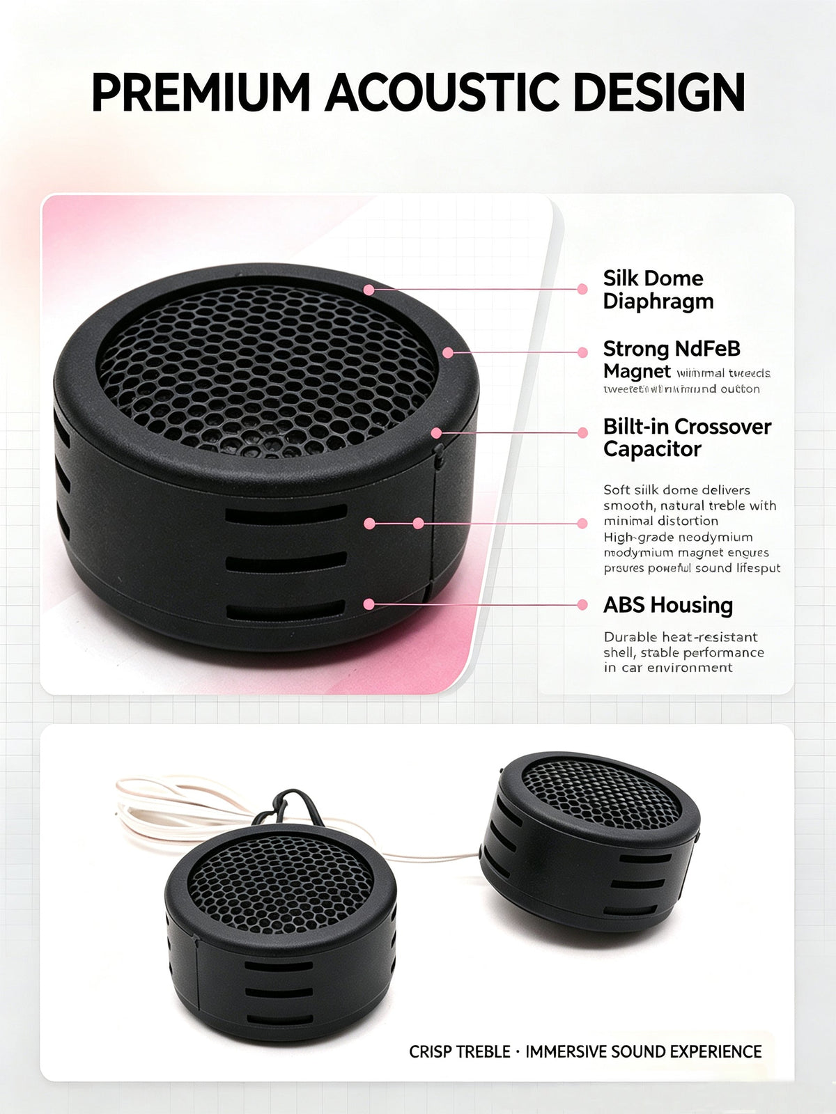 High End Car Dome Tweeter Speaker Mini Vehicle Audio High Frequency Loudspeaker