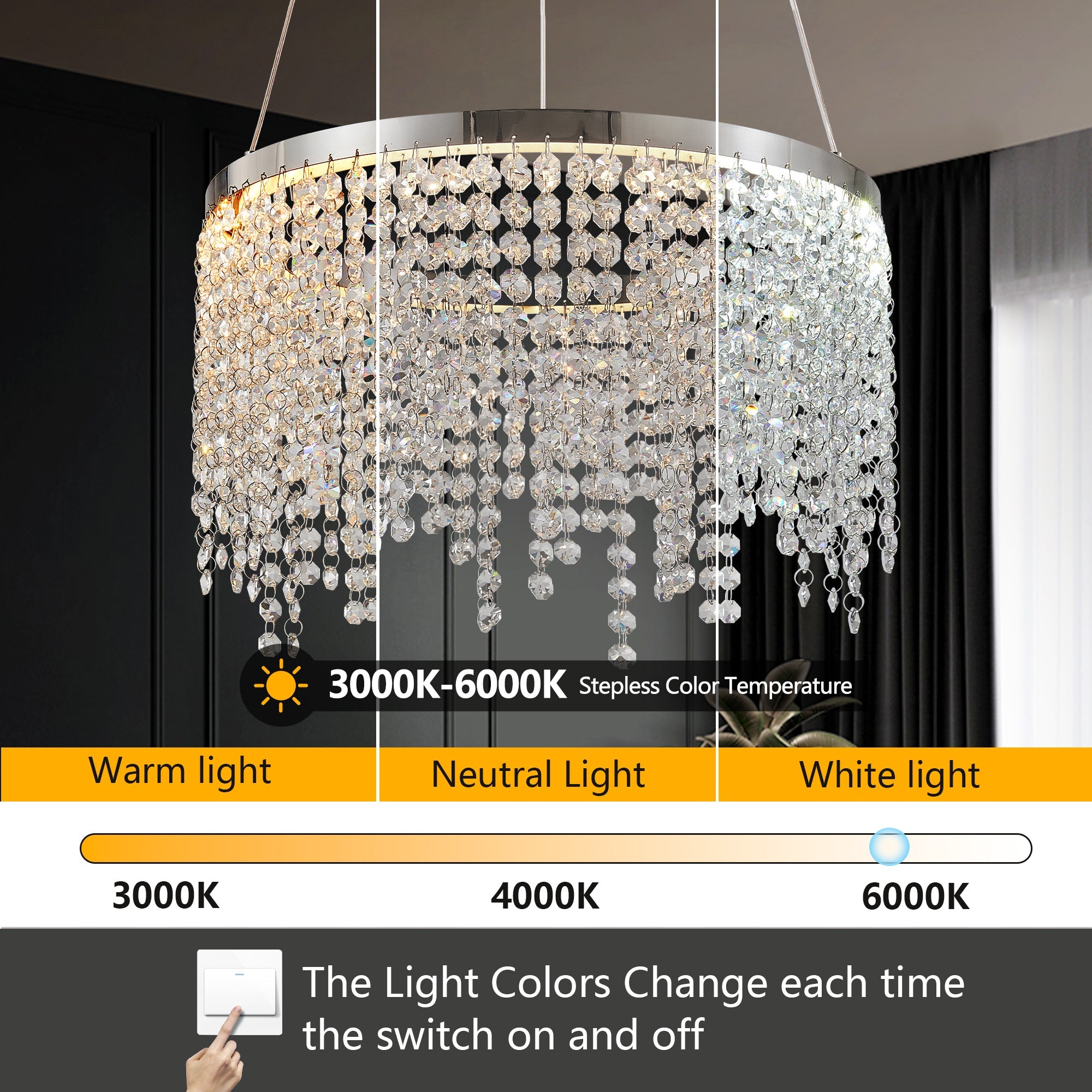 16-Inch Luxury Crystal LED Chandelier