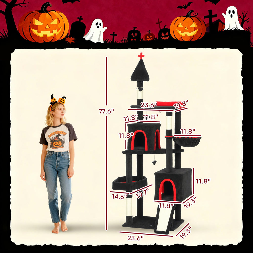 PawHut Gothic Cat Tree - 78" Extra Tall Cat Tower