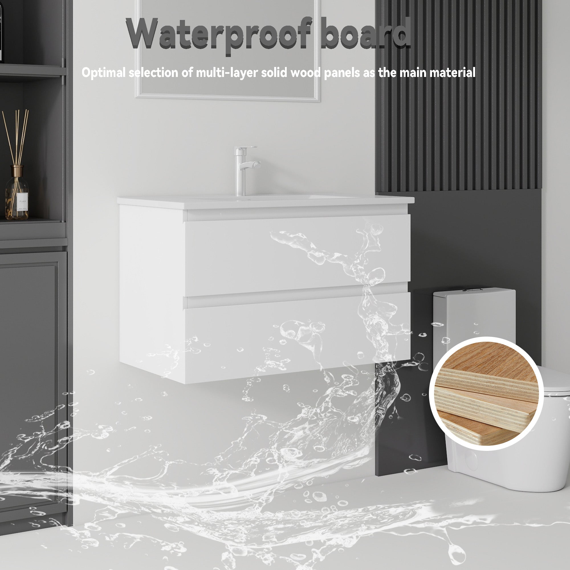 30 Inch Floating Bathroom Vanity with Sink