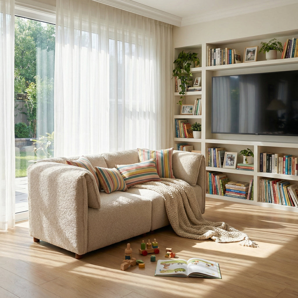 Aura 66 in. 2-Seats Boucle Modular Sectional Sofa