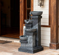 4-Tier Resin Cascading Bowls Outdoor Waterfall Fountain