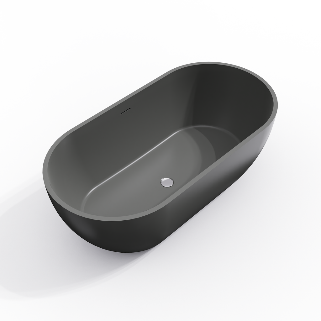 63 Inch Solid Surface Oval Shape Freestanding Bathtub