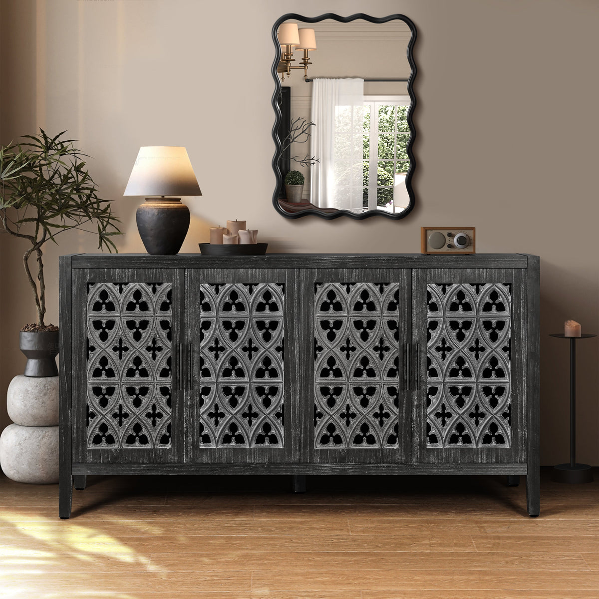 Hollow Four Door Antique Cabinet