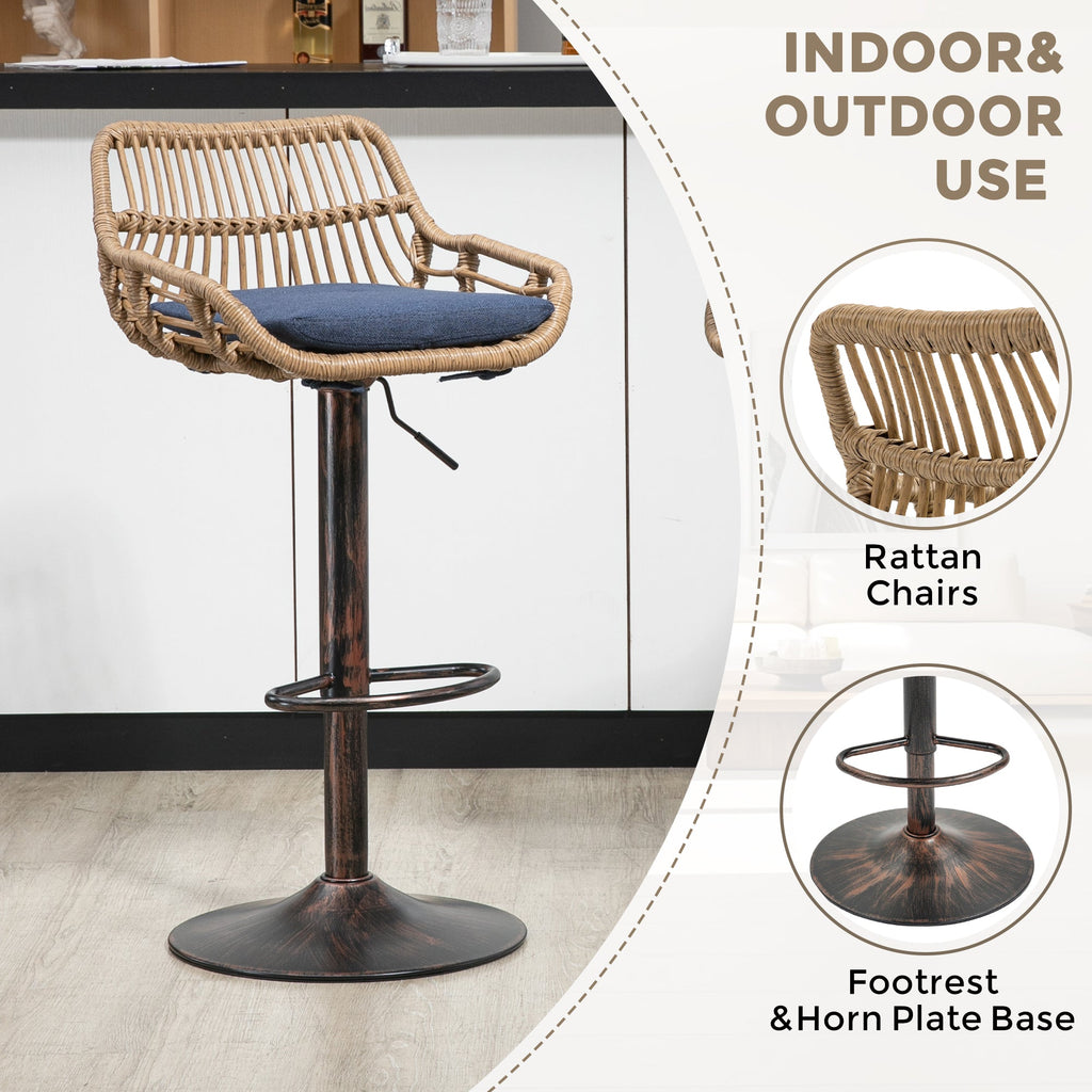 Modern Swivel Bar Stools Set of 2 Adjustable Counter Height Chairs