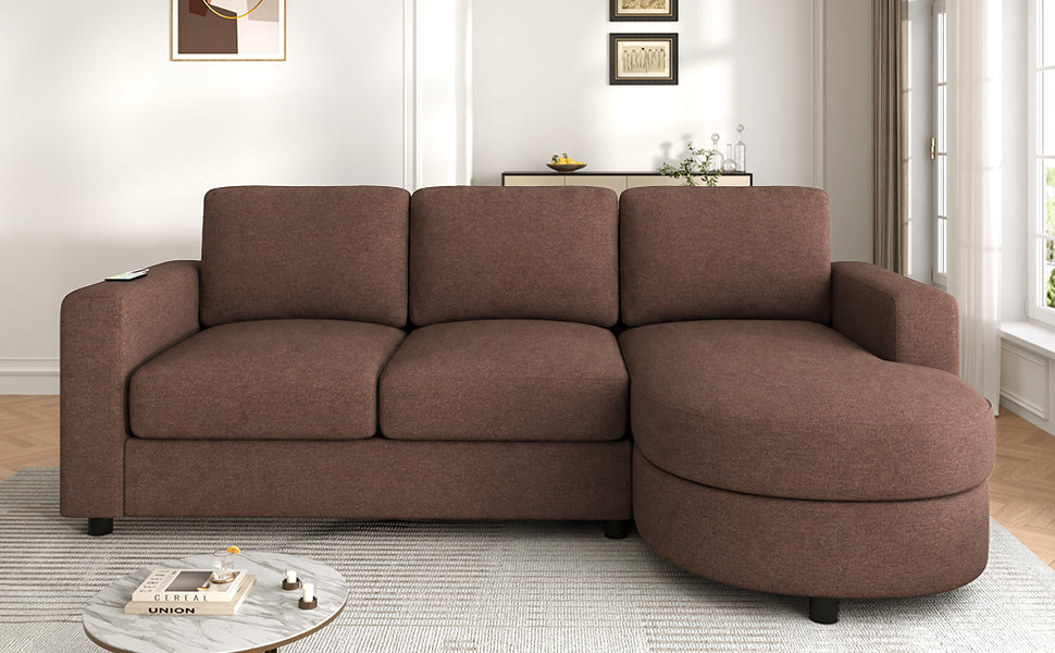 Modern Sectional Sofa with Curved Chaise Lounge