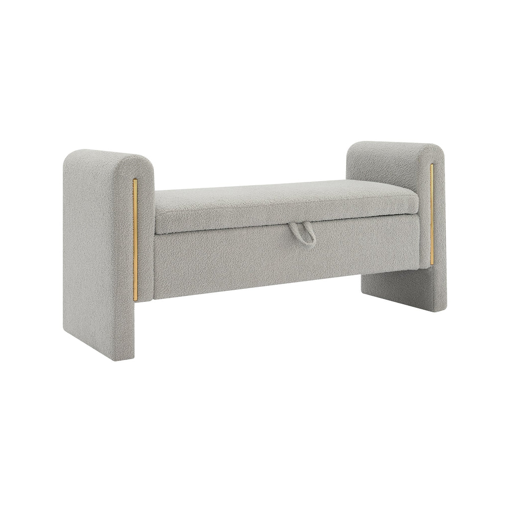 Modern Teddy Bed End Bench with Arms and Storage