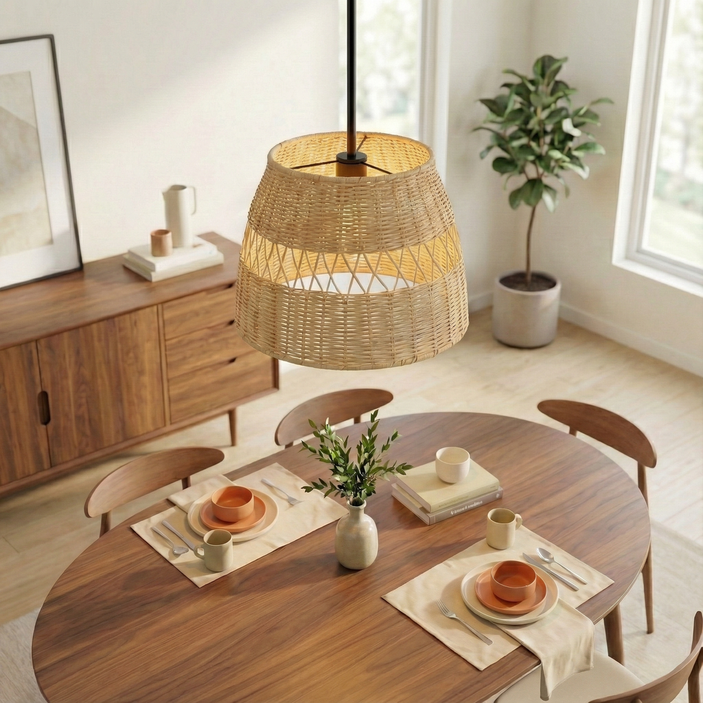 Essence Single Lights Pendant With Rattan Shade