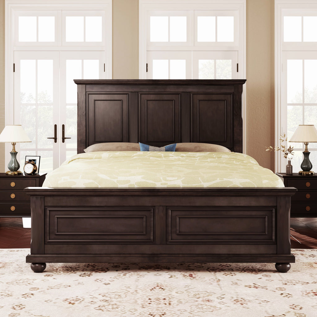 Traditional Town and Country Style Pinewood Vintage Tall Headboard King Bed Frame