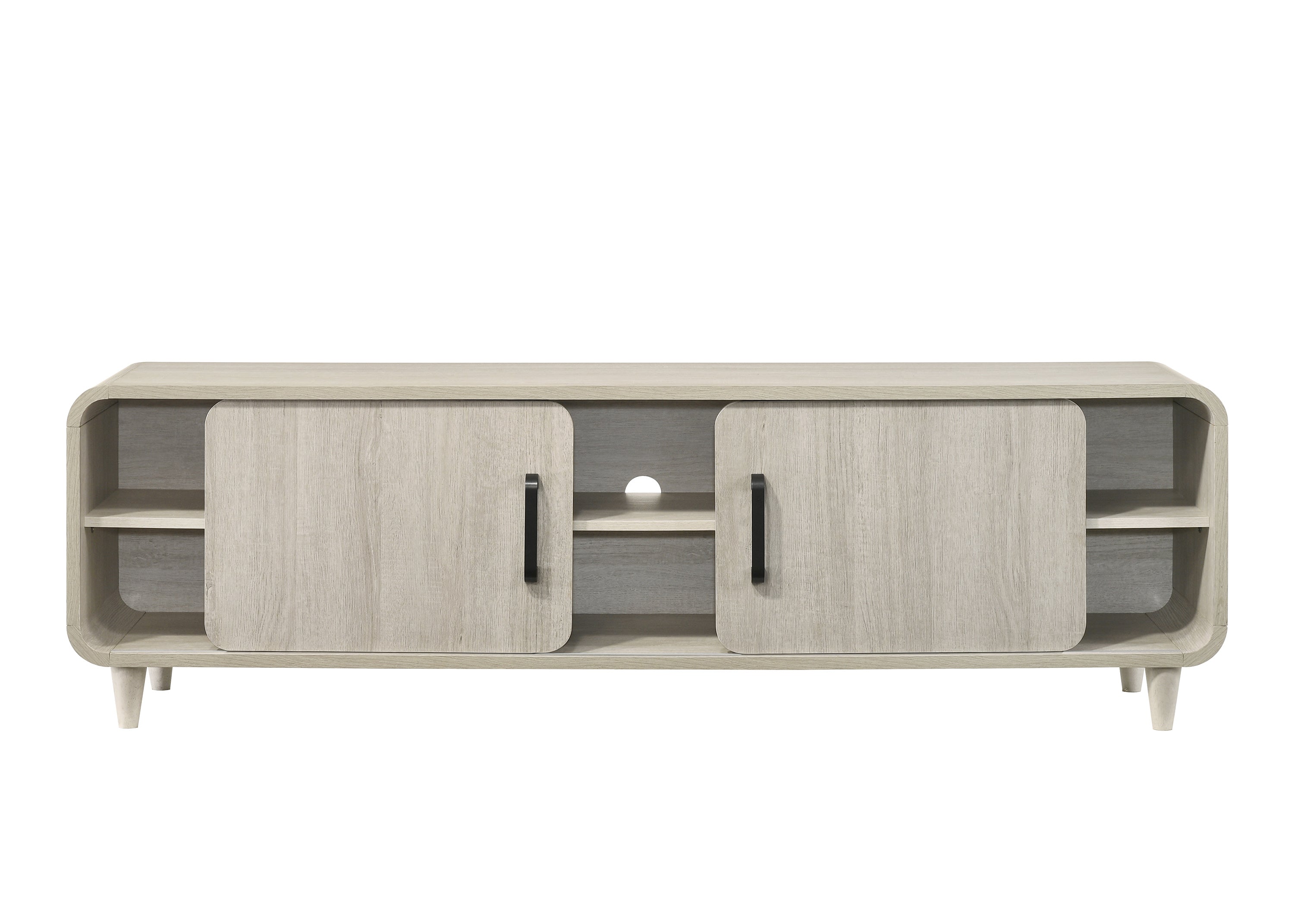 1pc TV Stand - Contemporary Light Wood Finish with Sliding Doors