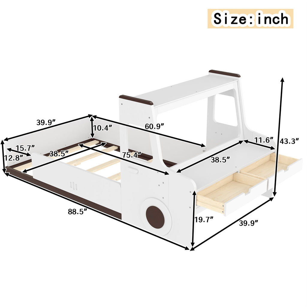 Twin Size Floor Bed with Car-Shape Design