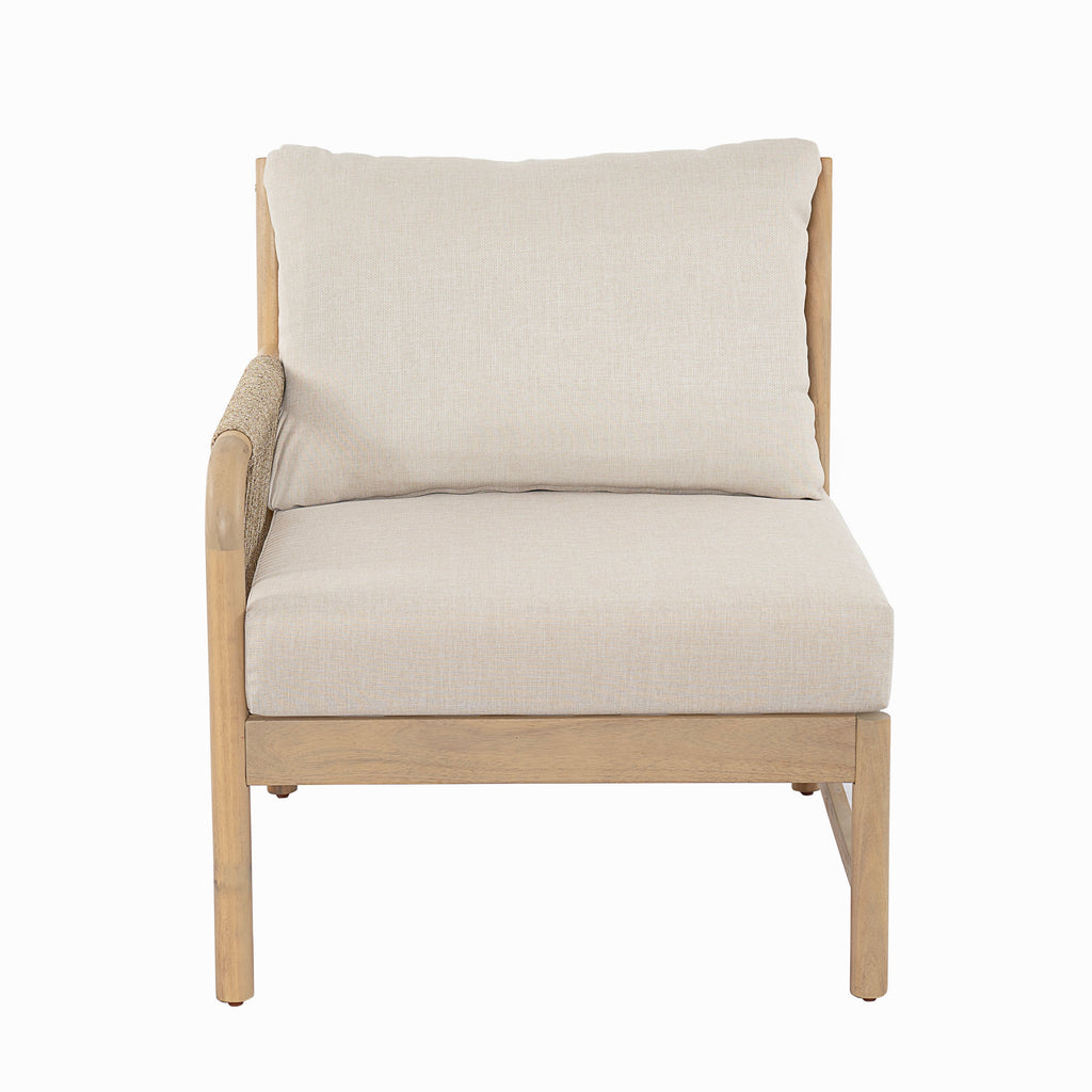 Casper Outdoor Left Arm Chair Acacia Wood and Woven Rope
