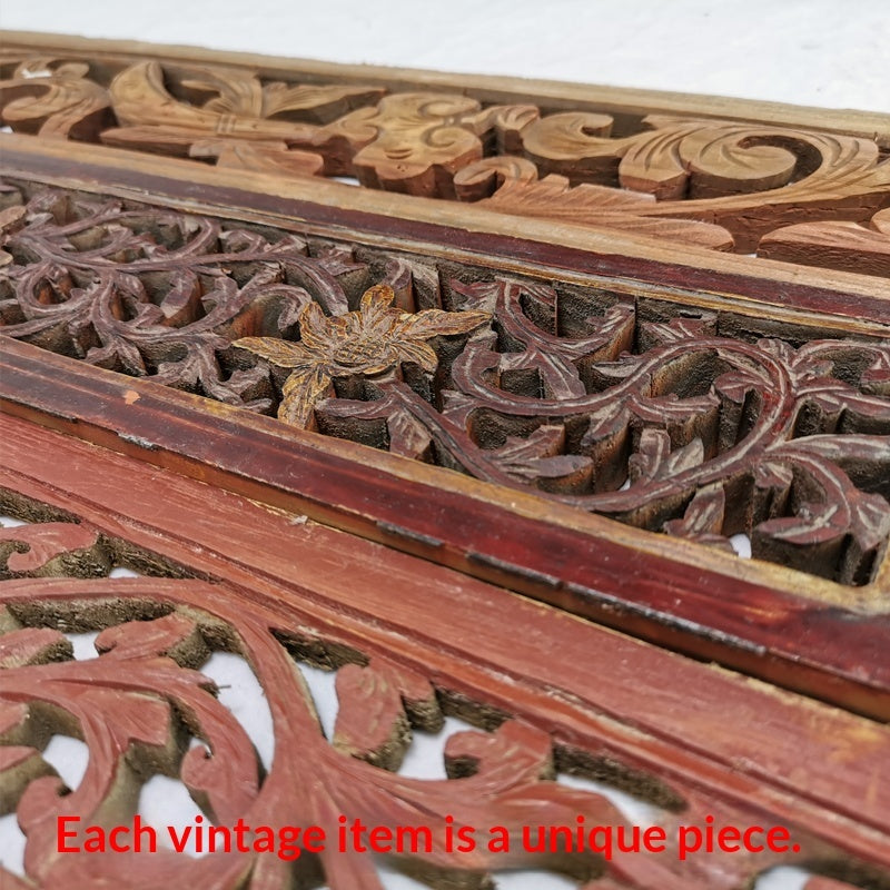 Solid Wood Carved Window Screen Hanging Panel Made From Old Wooden Planks