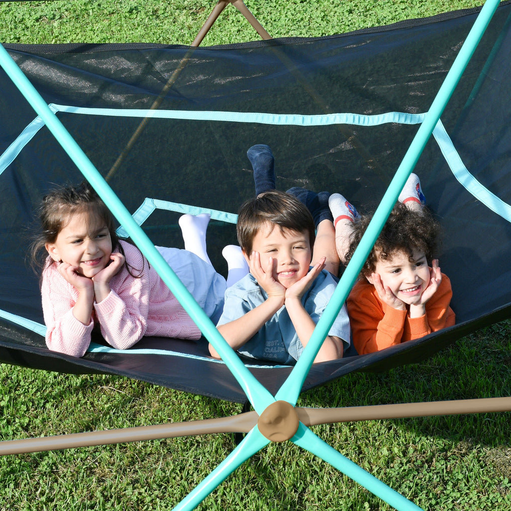 12ft Geometric Dome Climber Play Center, Kids Climbing Dome Tower with Hammock