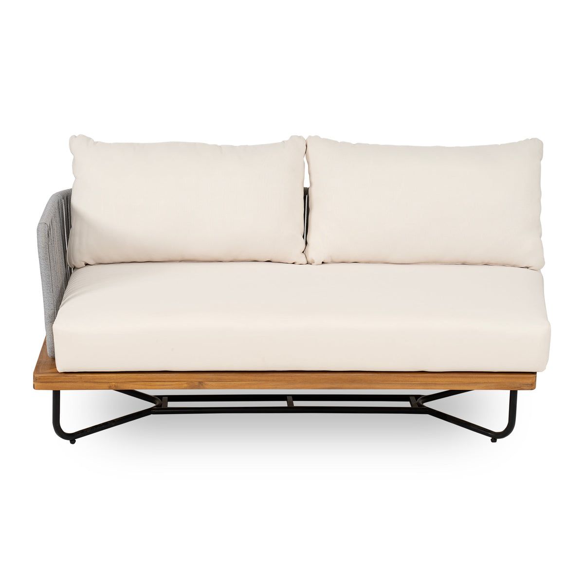 Lucca Outdoor Acacia Wood Rope Woven Sofa Sectional Set