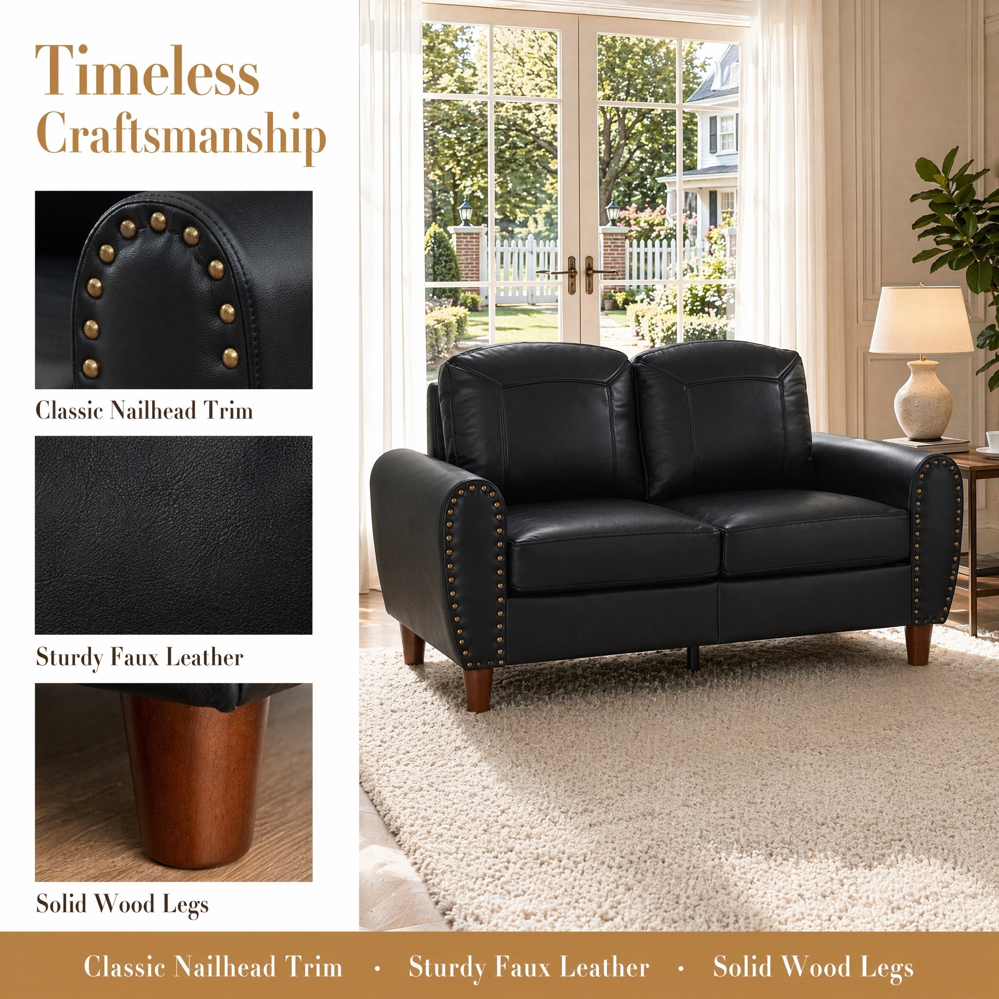 Classic 59" Faux Leather Loveseat