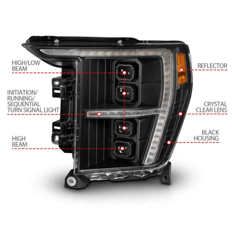 ANZO 21-23 Ford F-150 (w/Factory Halogen) Z-Series Full LED Proj Headlights - Driver Side ONLY 111593X-L