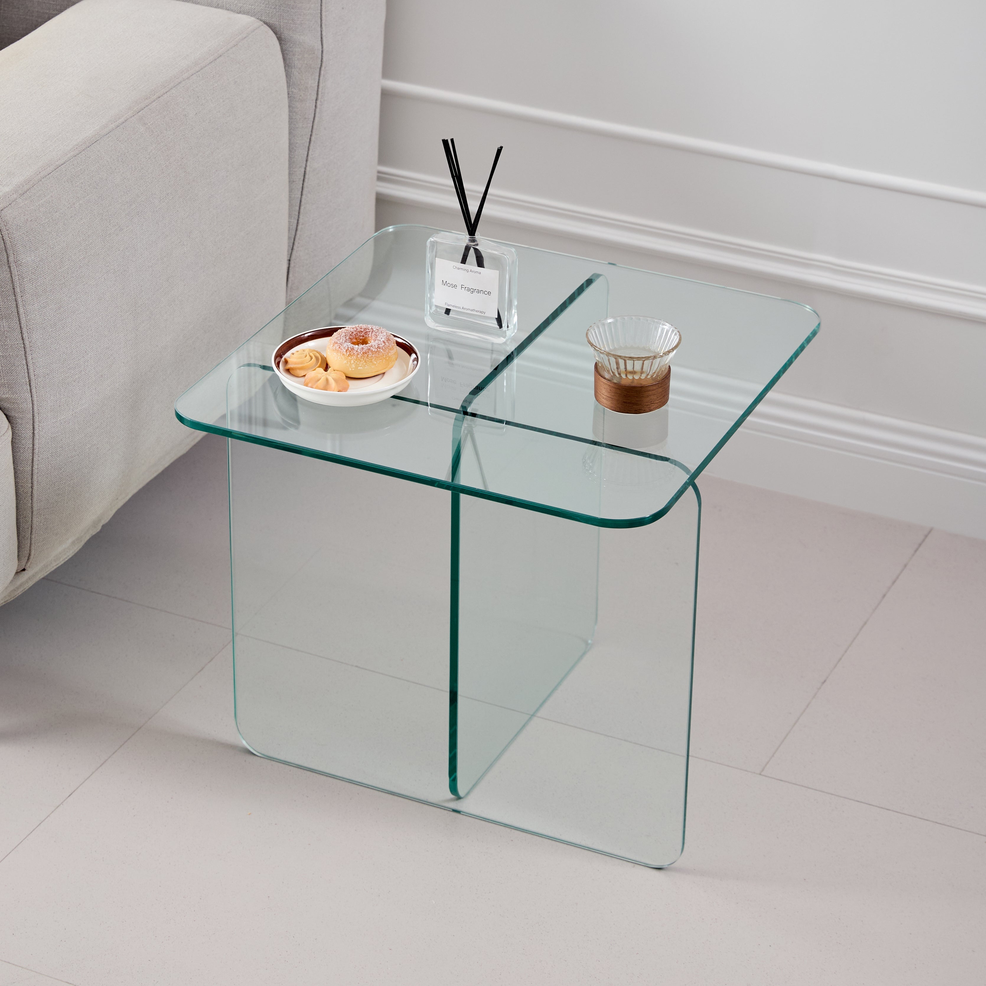 Tempered Clear Glass Side Table