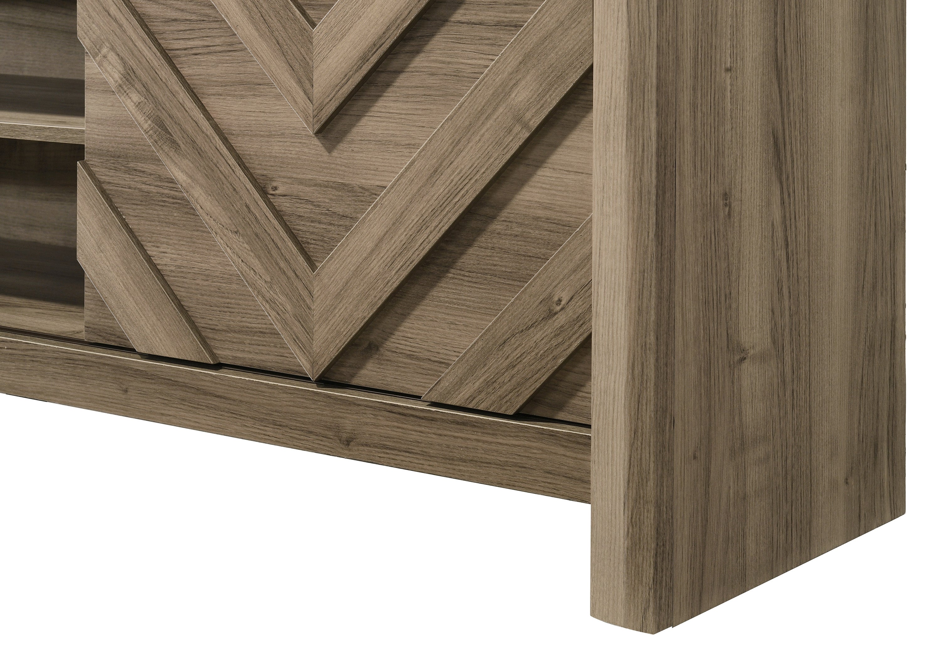 1pc Rustic Chevron-Patterned Entertainment Console TV Stand
