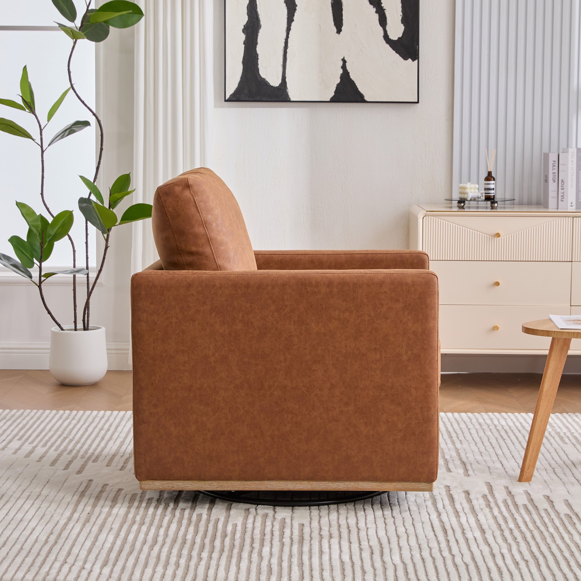 30.7"W Upholstered Square Swivel Accent Chair
