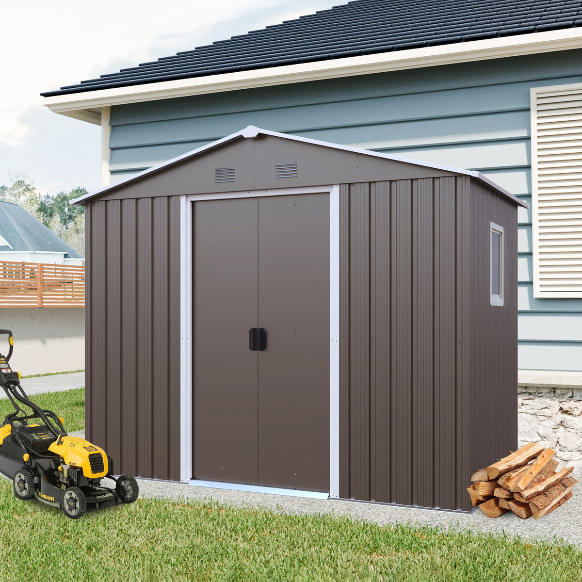 8ft x 4ft Outdoor Metal Storage Shed With Window