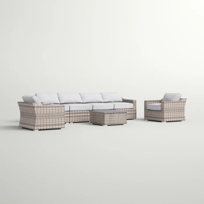 Fully Assembled 6-Person All-Weather Wicker Sectional Seating Group