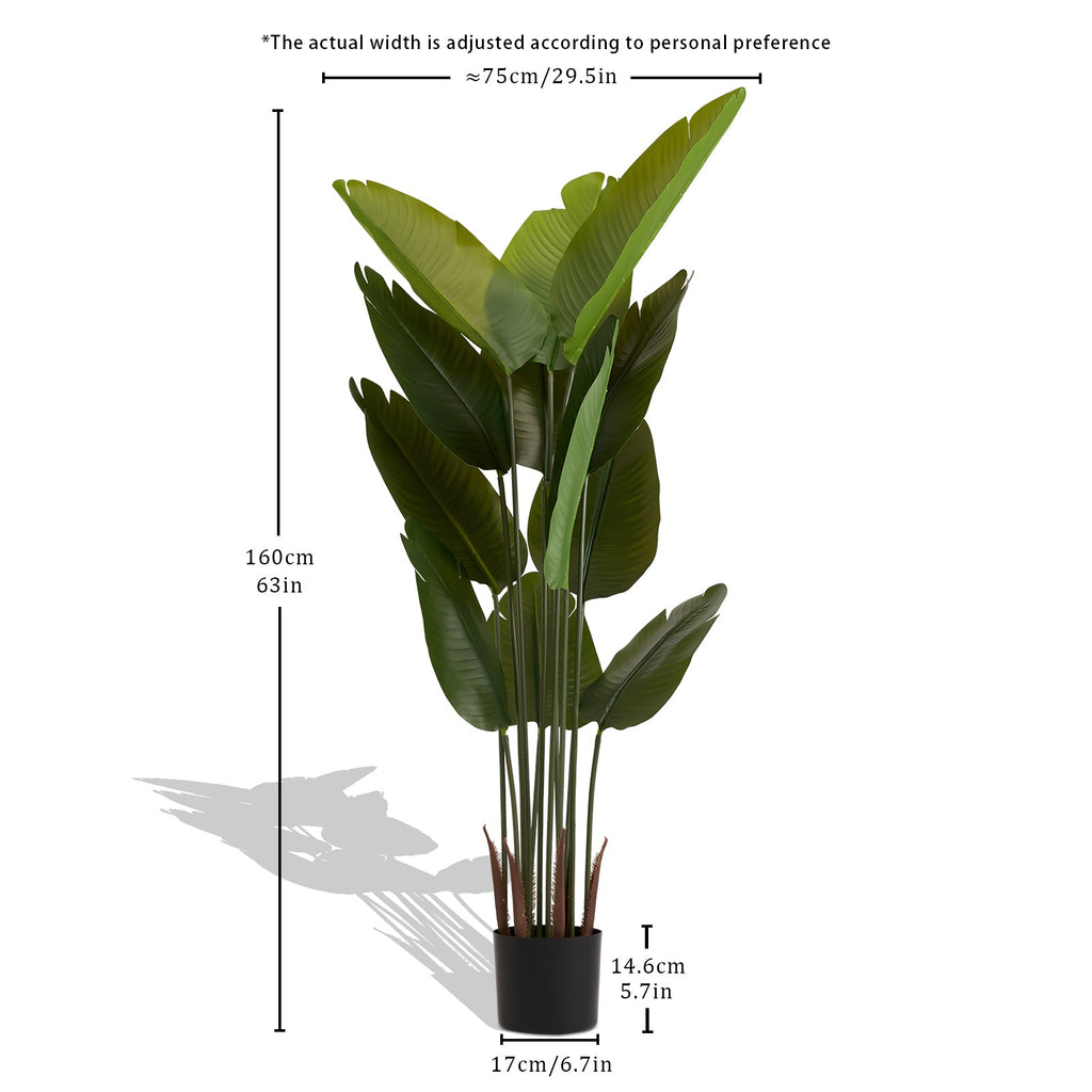 Artificial Bird of Paradise Plant - 5.2ft Tall Faux Tropical Palm Tree