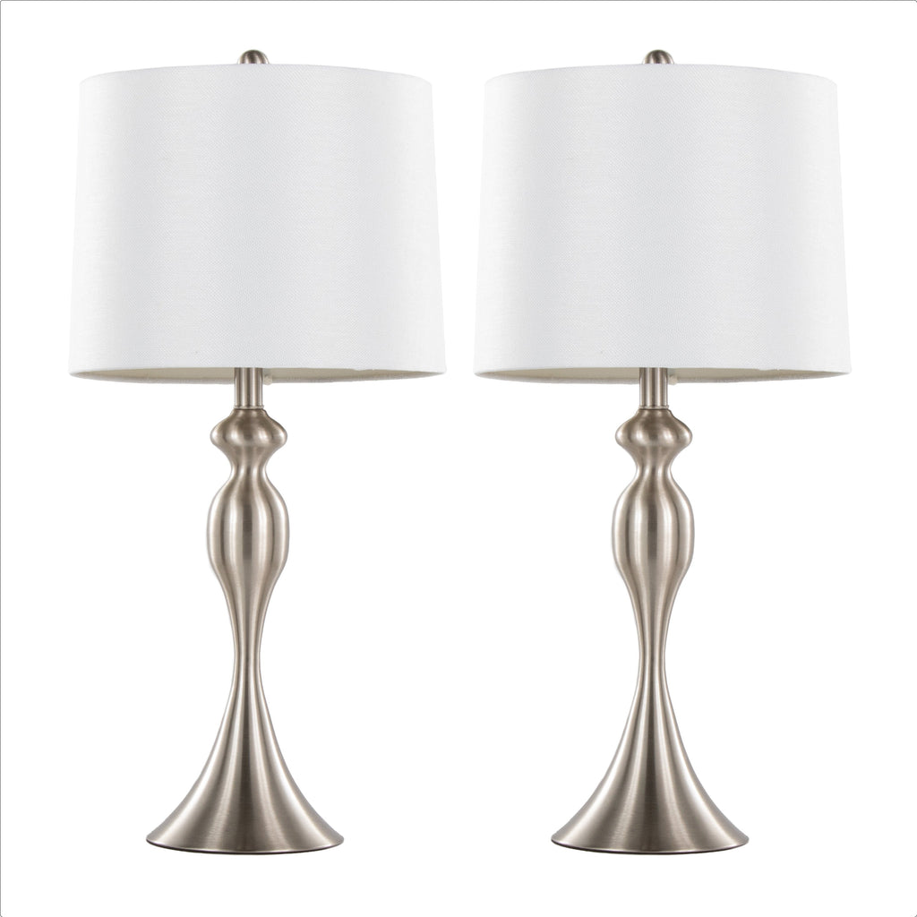 27" Contemporary Metal Table Lamp in Brushed Nickel