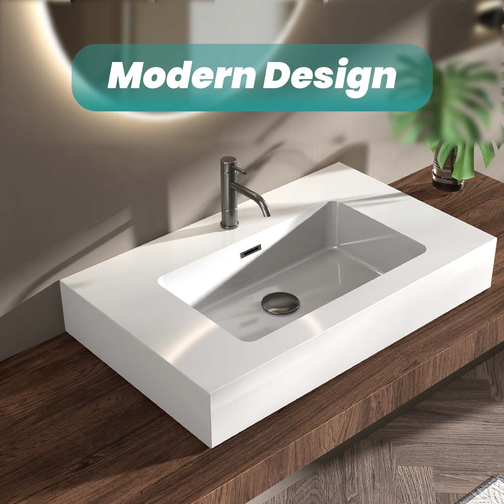 Glossy White Integrated Basin