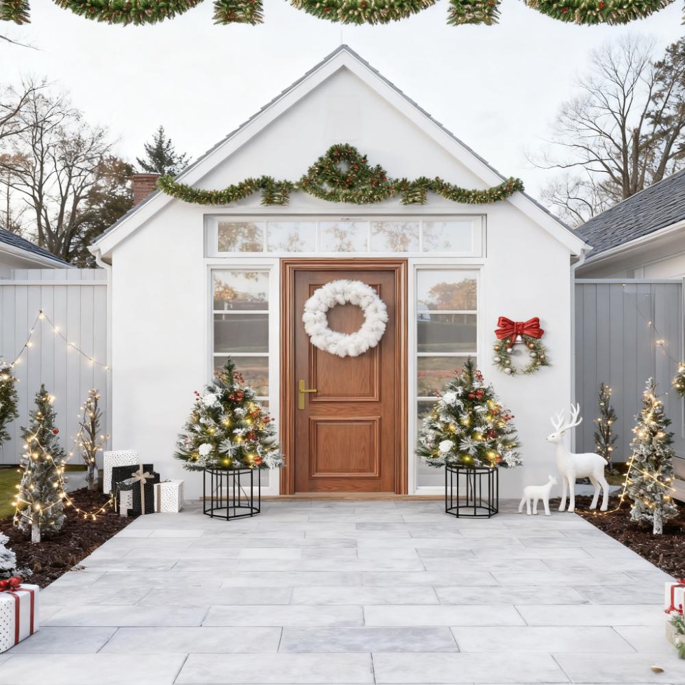 Artificial Christmas Tree - Festive Outdoor Christmas Porch Decor Set