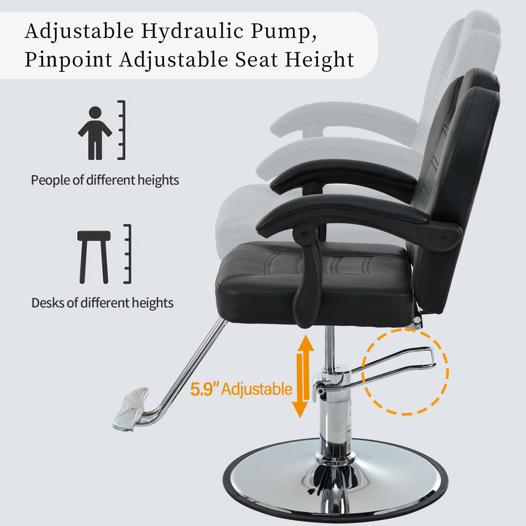 Classic Reclining Barber Chair for Hair Stylist