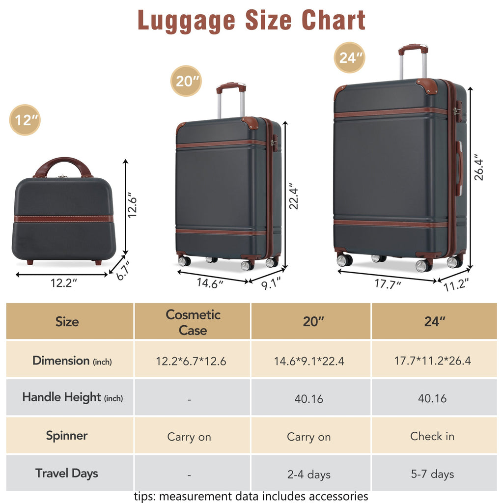 Hardshell Luggage Sets - 3 Pieces with TSA Lock