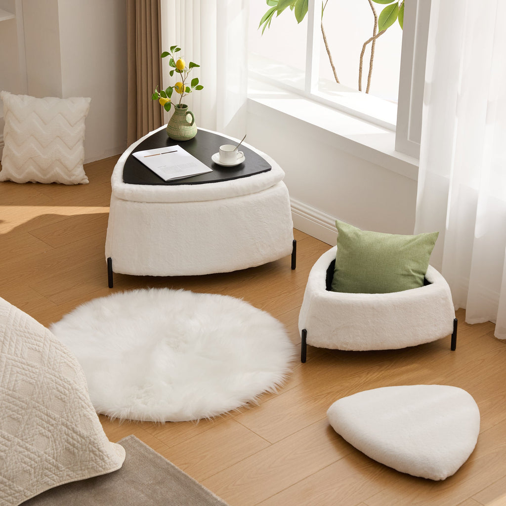 29.9" Wide 2-Piece Upholstered Storage Ottoman Set