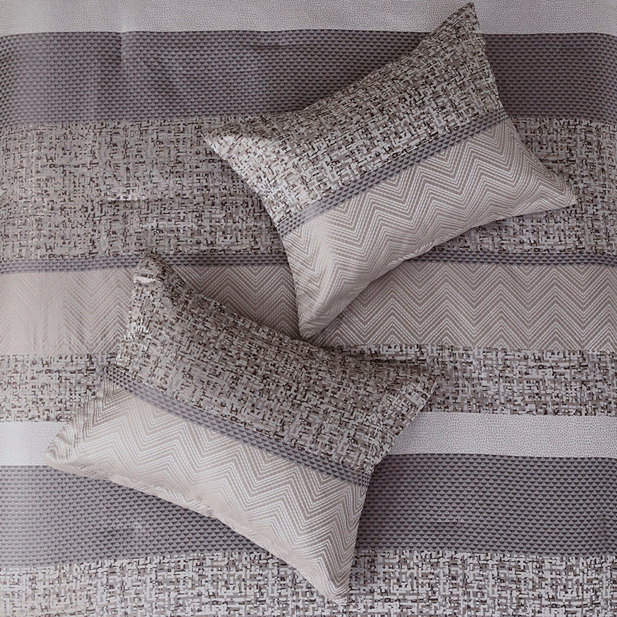 7 Piece Jacquard Comforter Set Grey/Taupe King