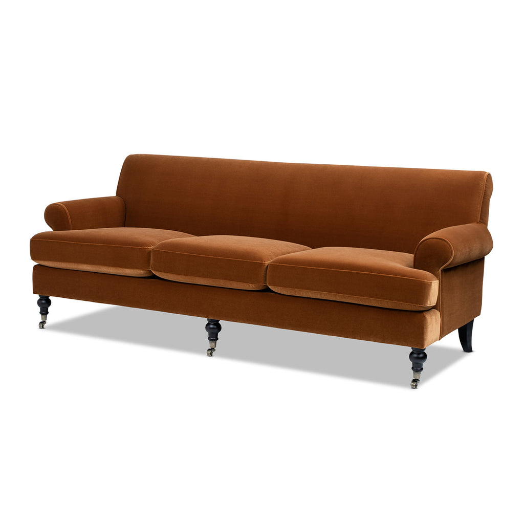 Alana Lawson Three-Cushion Tight Back Sofa, Burnt