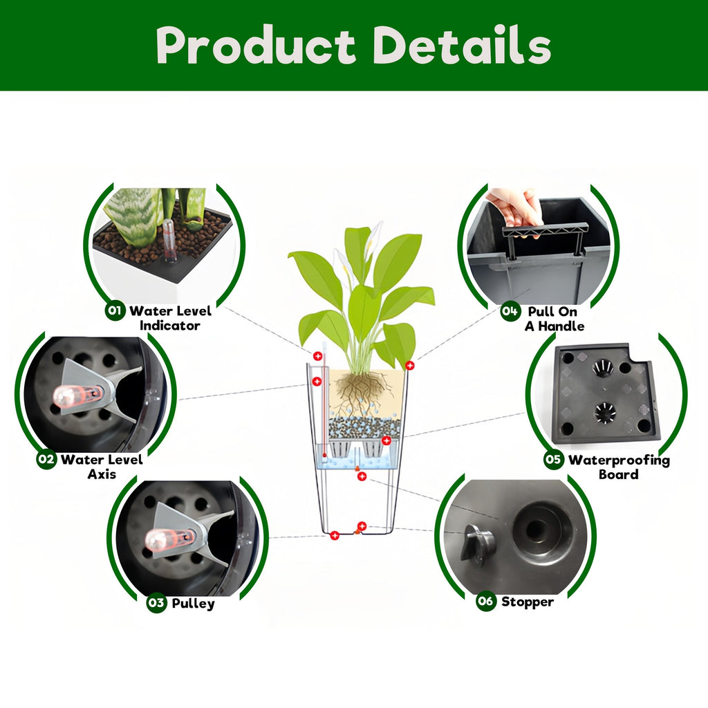 Pack of 2 Square Planters for Garden