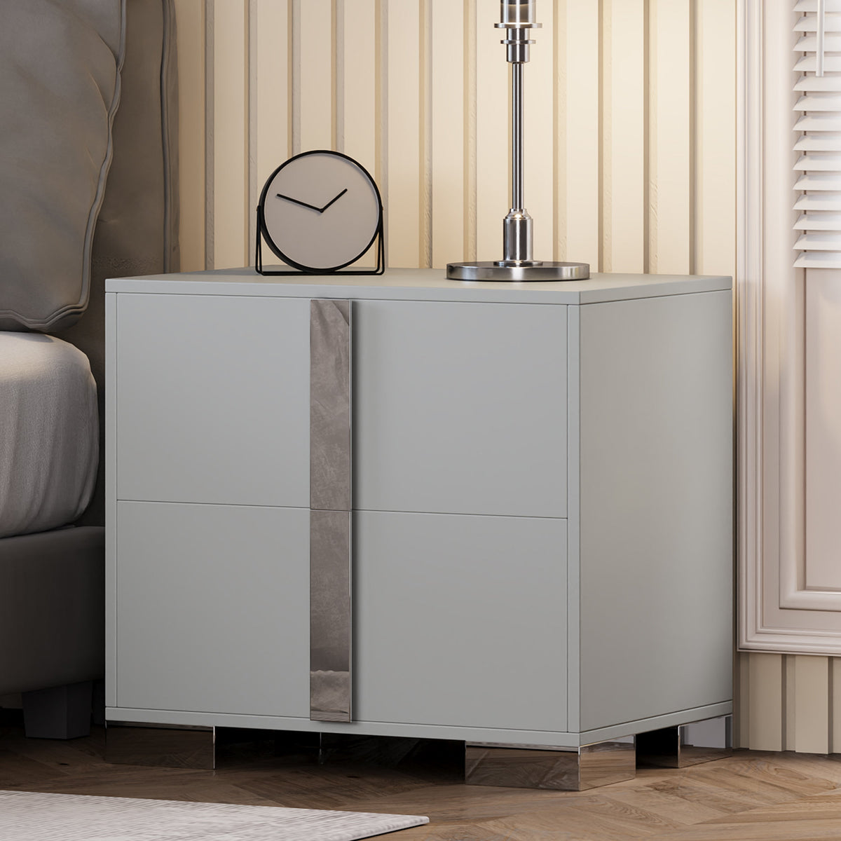Modern End Table with Drawers