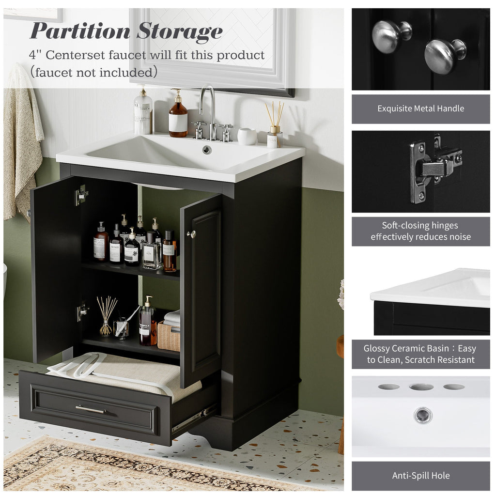 24" Bathroom Vanity with Ceramic Sink Combo
