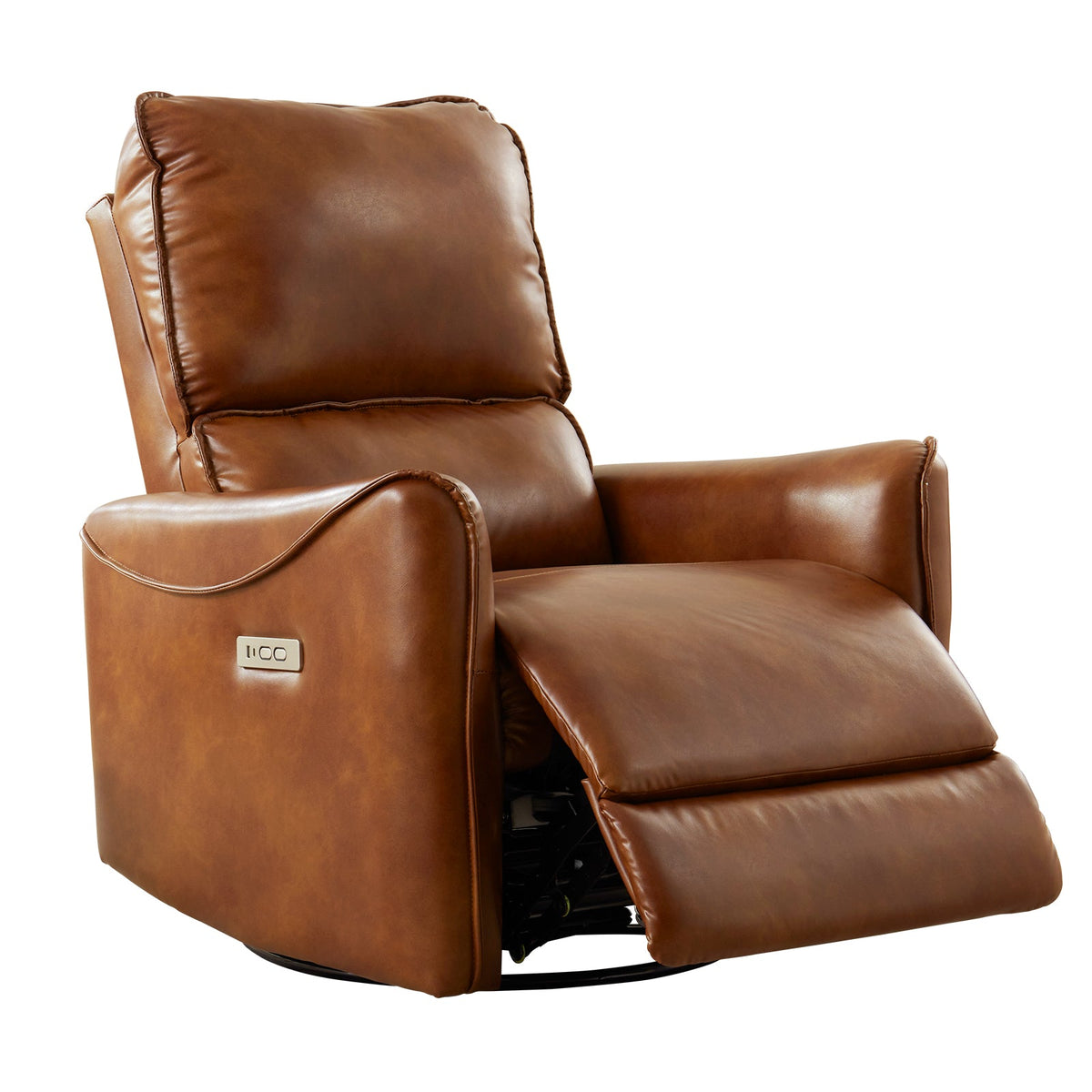 Brown Color Air Leather Electric Recliner Chair with Rocker and Swivel