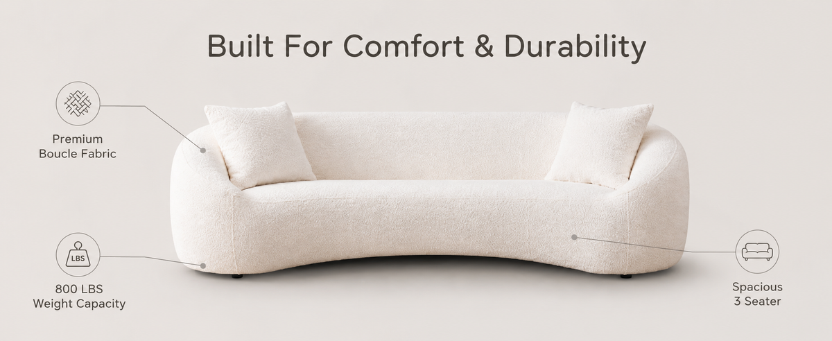 93.31" Minimalist Curved Sofa, 3 Seater