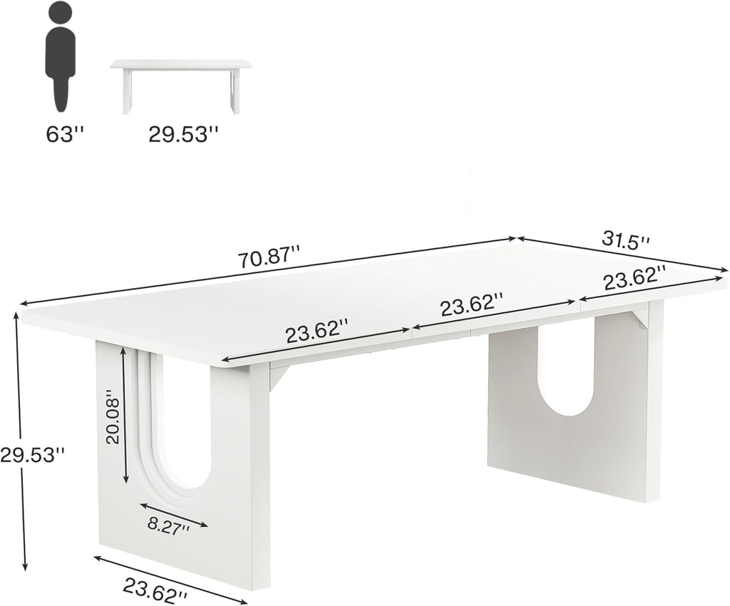 Modern 71" Rectangular Dining Table for 6–8 People