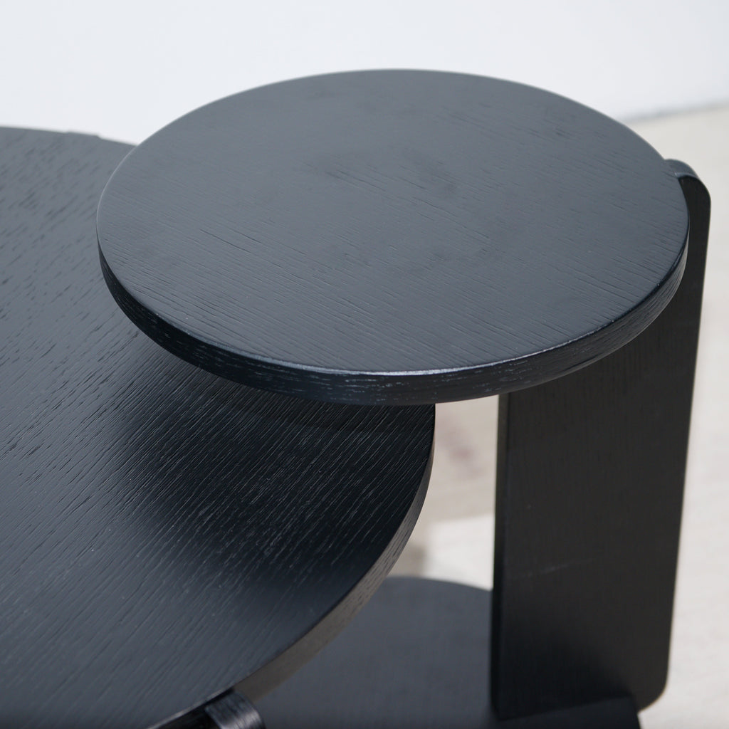 Nesting Round Wood Coffee Table with End Table Set of 2