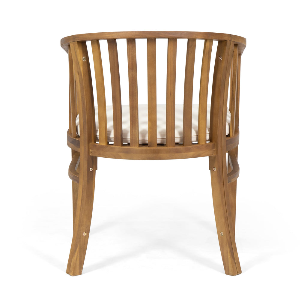 Outdoor Wooden Dining Chairs With Cushions, Set of 2