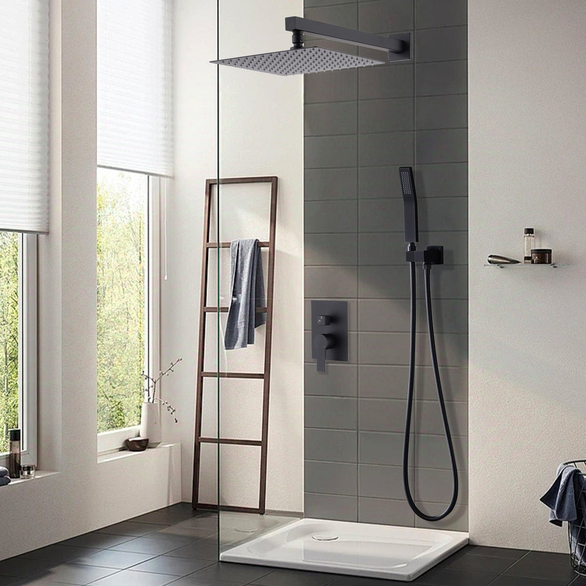 12 Inch Ceiling Mount Brushed Nickel Shower System
